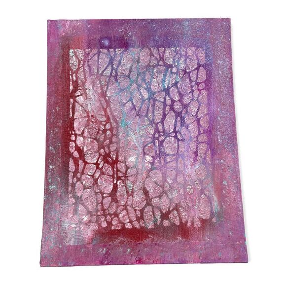 Acrylic Custom Painting Purple Blue Silver White Pink - Picture 1 of 6